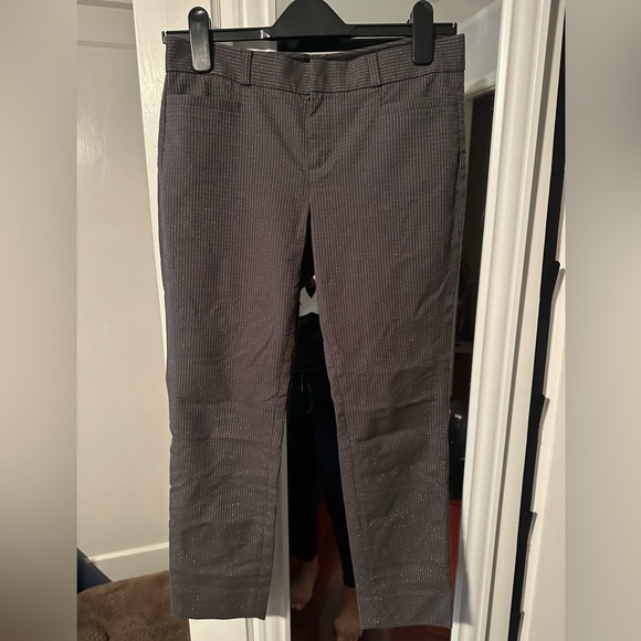 Banana Republic Metallic Grey Pinstripe Ankle Boot Cut Dress Pants Women 2 S New - Picture 1 of 5